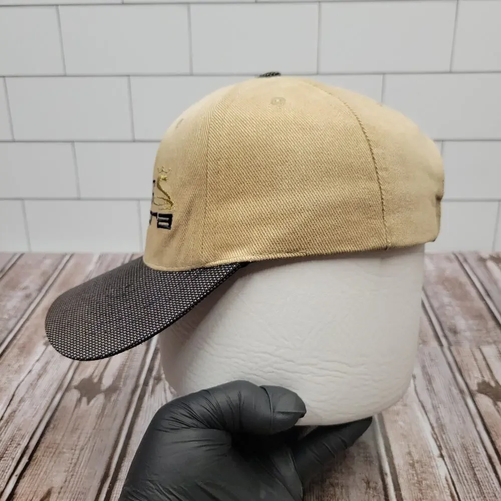 Vintage King Cobra Golf Hat Made in USA Leather Strap Tan Navy Cap